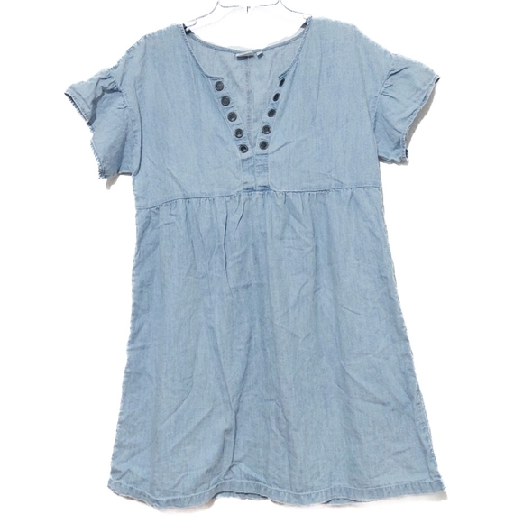 True Craft Light Blue Denim Dress Cotton Western Festival Date Night Sexy Large - Picture 1 of 6